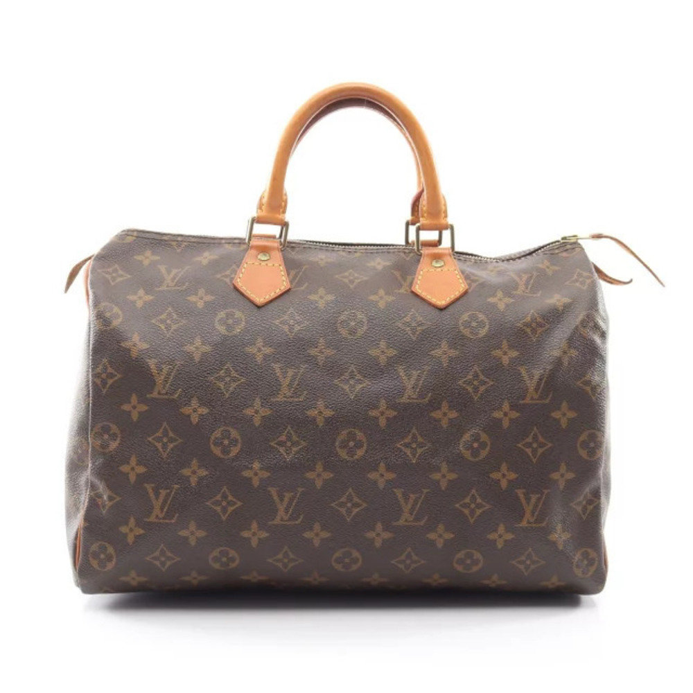 Louis Vuitton Speedy Monogram Handbag Canvas Leather Brown